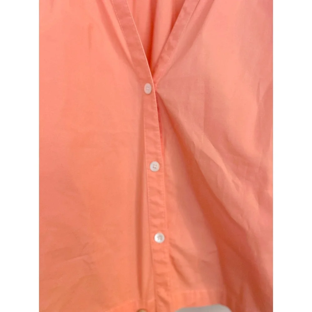 Staud Dill Poplin Top Coral Peach Cotton Puff Sleeve Button Up Blouse Size M
